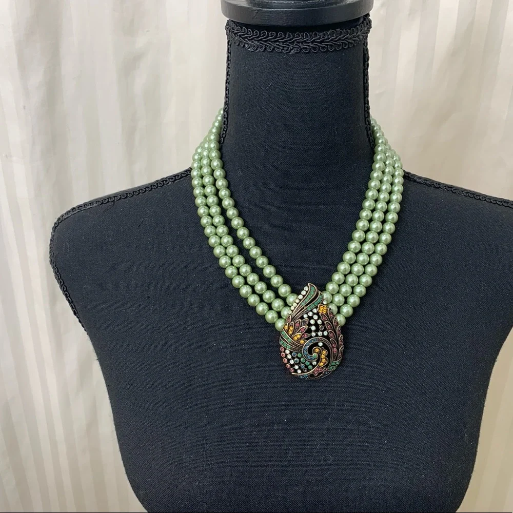 Heidi Daus TEARED TAPESTRY 3 Strand NECKLACE Paisley - Picture 6 of 10